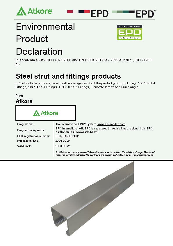 Steel Strut and Fittings Products EPD